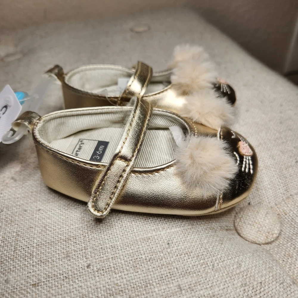 Carters light gold Bunny face shoes